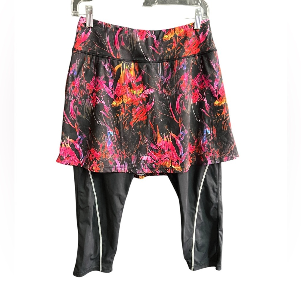 Anivivo XL women’s pink floral skirted Capri leggings